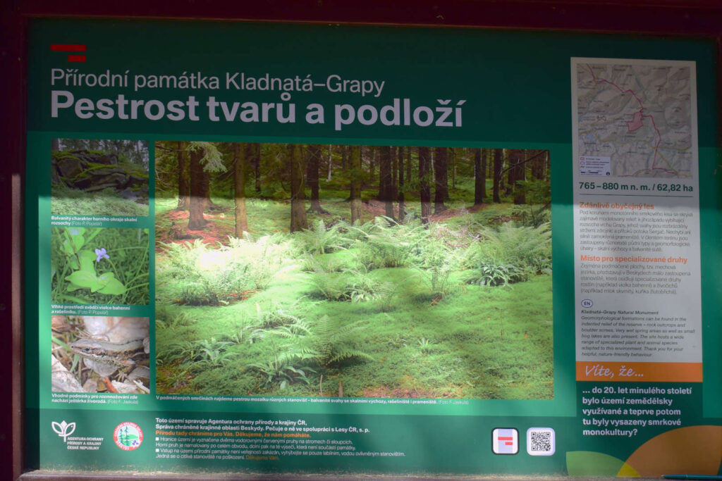 Indormační tabule přírodní památka Kladnatá-Grapy