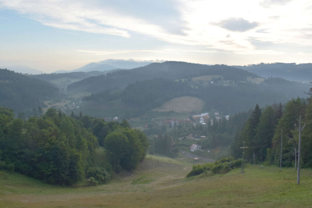 Skiareál Búřov, výhled ze sjezdovky, Valašská Bystřice