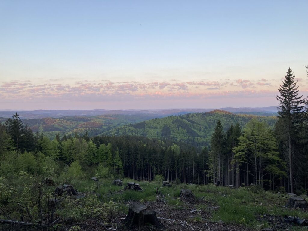 Lušovka, západ slunce